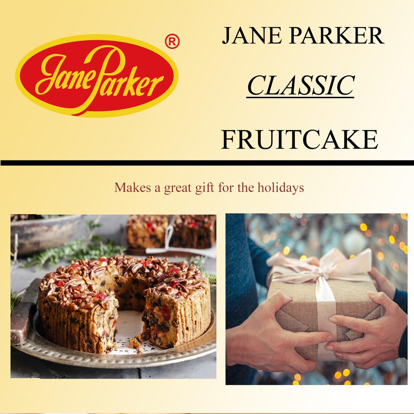 Jane Parker Fruitcake Classic Light Fruit Cake 3 Pound (48 Ounce) Ring