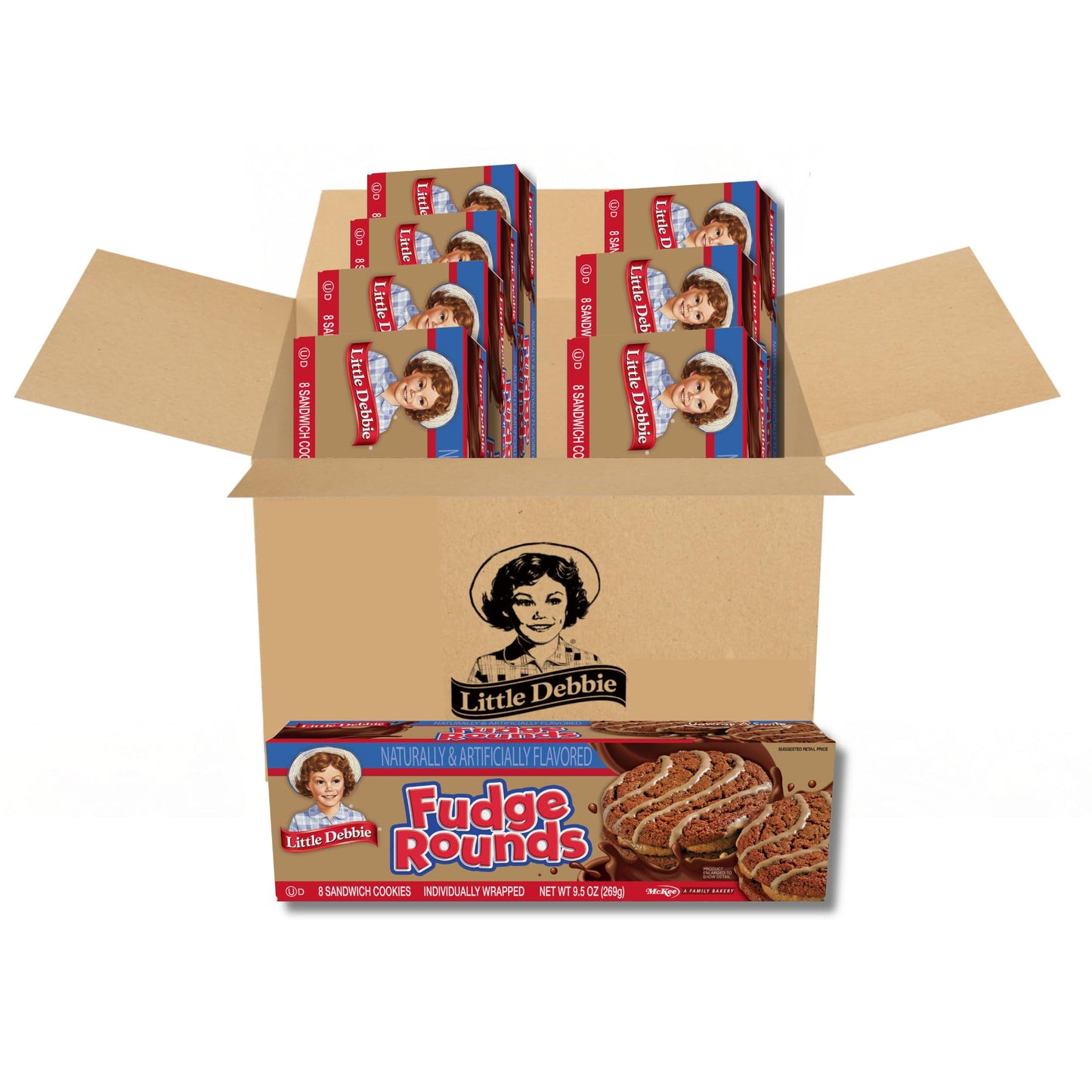 Little Debbie Fudge Rounds, 64 Sandwich Cookies (8 Boxes)