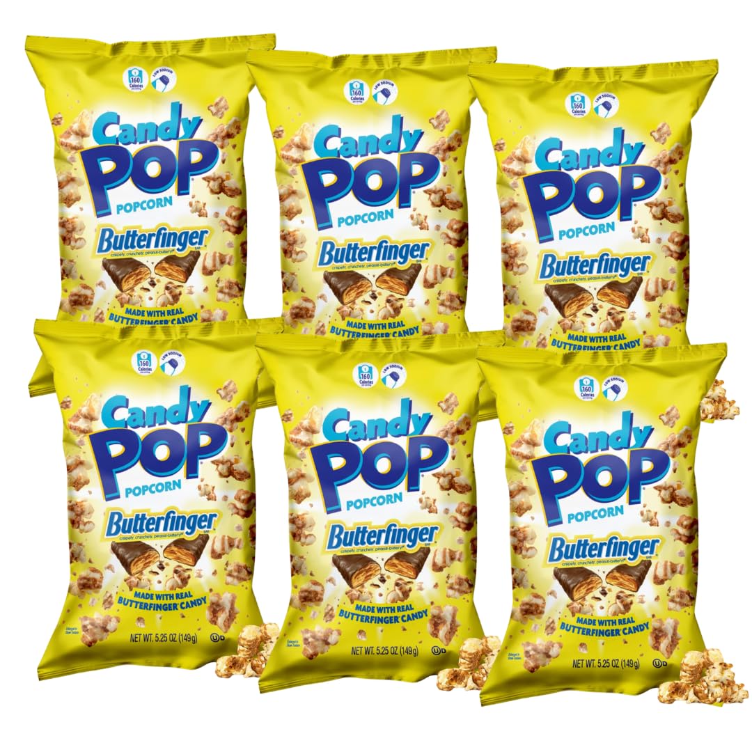 Candy Pop Butterfinger Candy Coated Popcorn (5.25oz bags, 6-Pack)