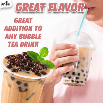 Fusion Select Tapioca Pearl - Brown Sugar Flavor Quick Cook Tapioca, Diy Boba For Boba Tea Ready In 5 Minutes, Boba Pearls, Bubble Tea Pearl S, Milk Tea Toppings (2 Packs With Straws)