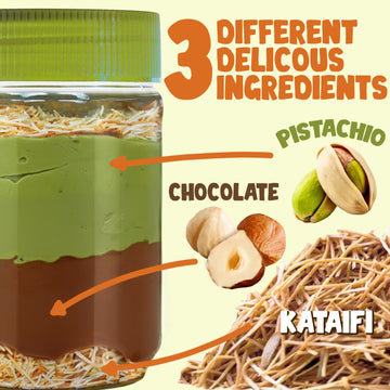 Dubai Spreadable Chocolate- enhanced Pistachio Spread with Roasted Phyllo Gourmet Breakfast Chocolate Crunchy Dubai Chocolate Filling