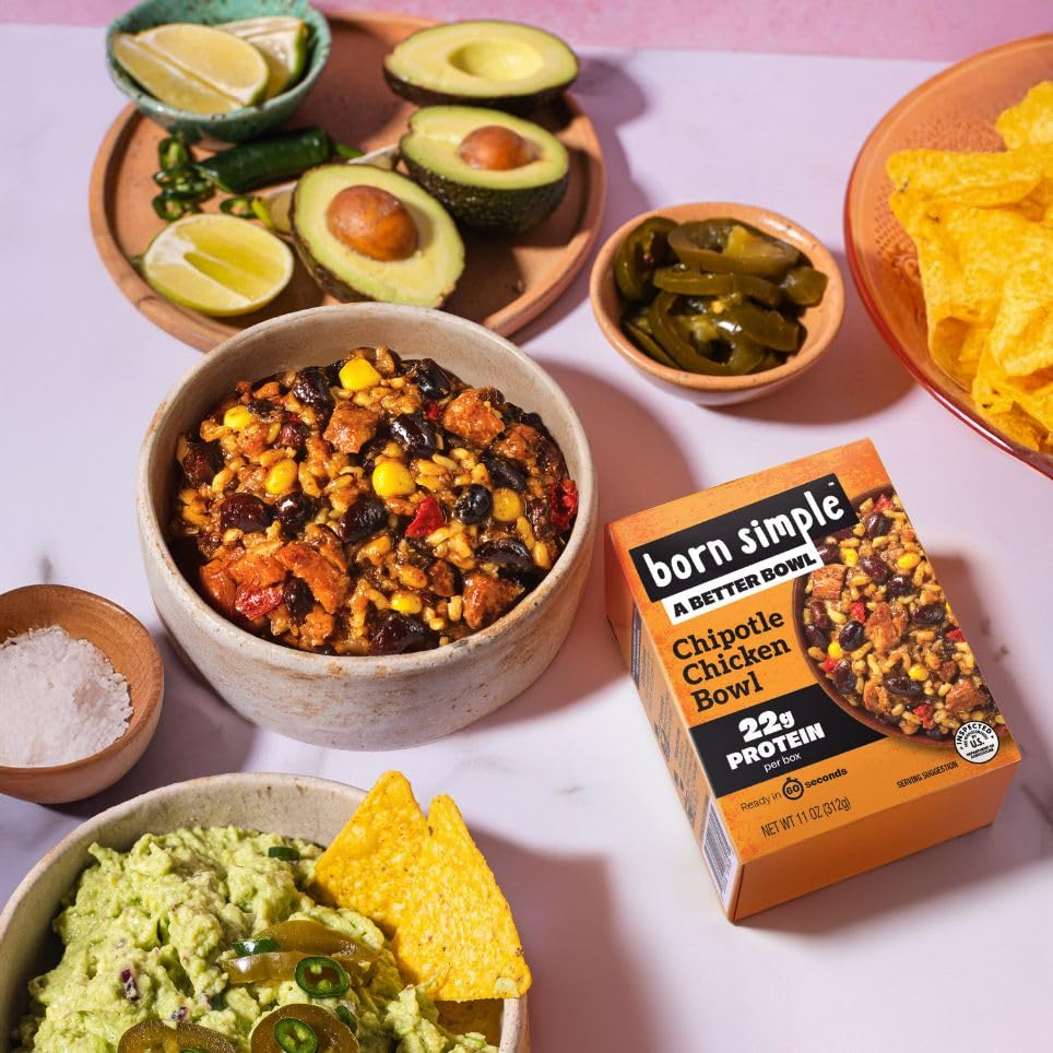 Born Simple Ready to Eat Meals Variety Pack |Includes Chipotle Teriyaki Thai Chicken & Ultimate Mac and Cheese|IMPROVED RECIPE - High Protein Prepared Meal Microwavable Entree 11 oz (Pack of 4)