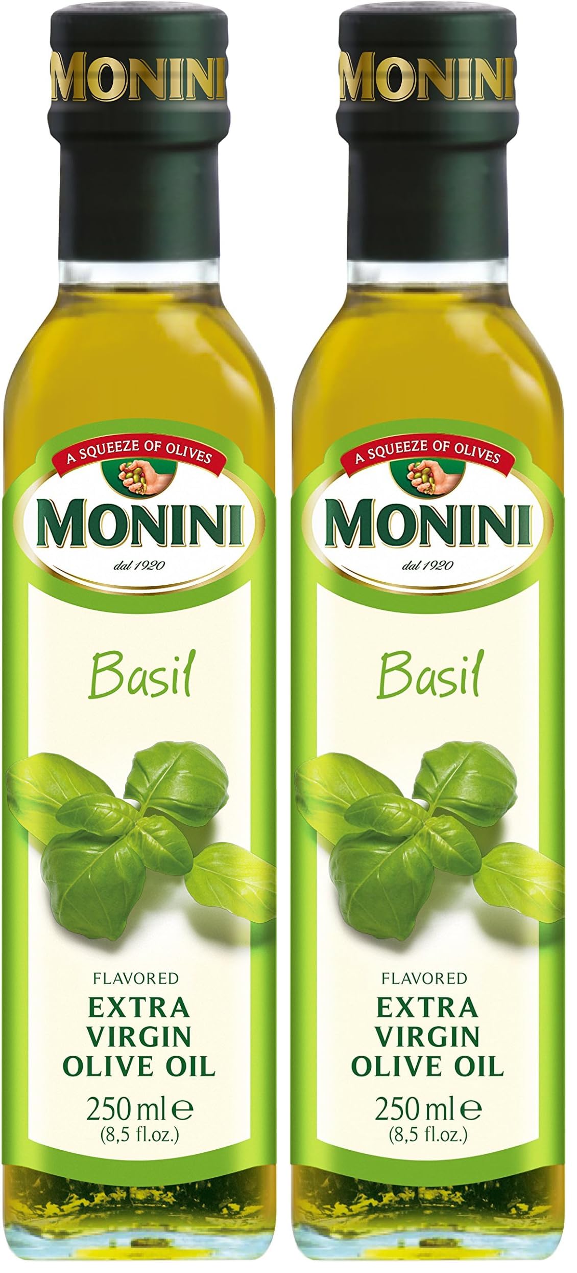 Monini Extra Virgin Olive Oil, Basil, 8.5 Ounce (Pack of 2)