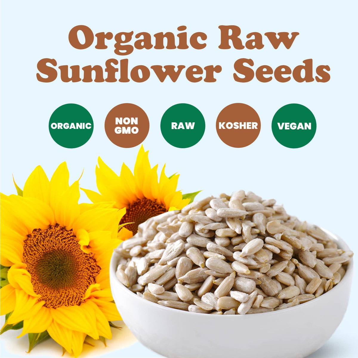 Food to Live - Organic Sunflower Seeds, 12 Pounds - Hulled, Raw, Non-GMO, Dried Kernels, Unsalted, Kosher, Vegan, Keto, Paleo, S