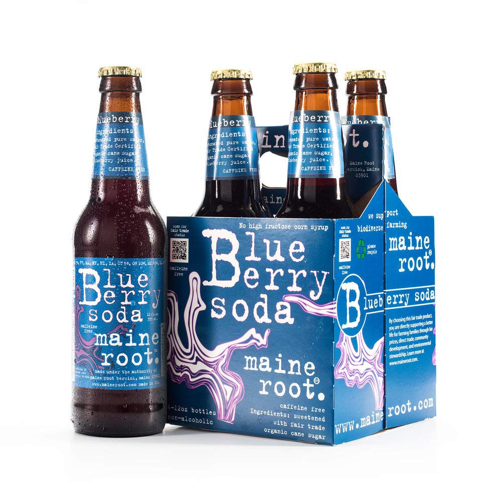 Maine Root Hand Crafted Blueberry Soda 12 Fl Oz (12 Glass Bottles)