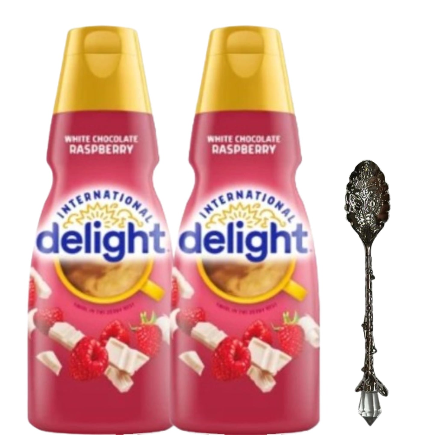 International-Delight Liquid Coffee Creamer.- Two (2) 32 fl oz Bottles of Smooth & Creamy Delightful Coffee Creamer and Candy Fr