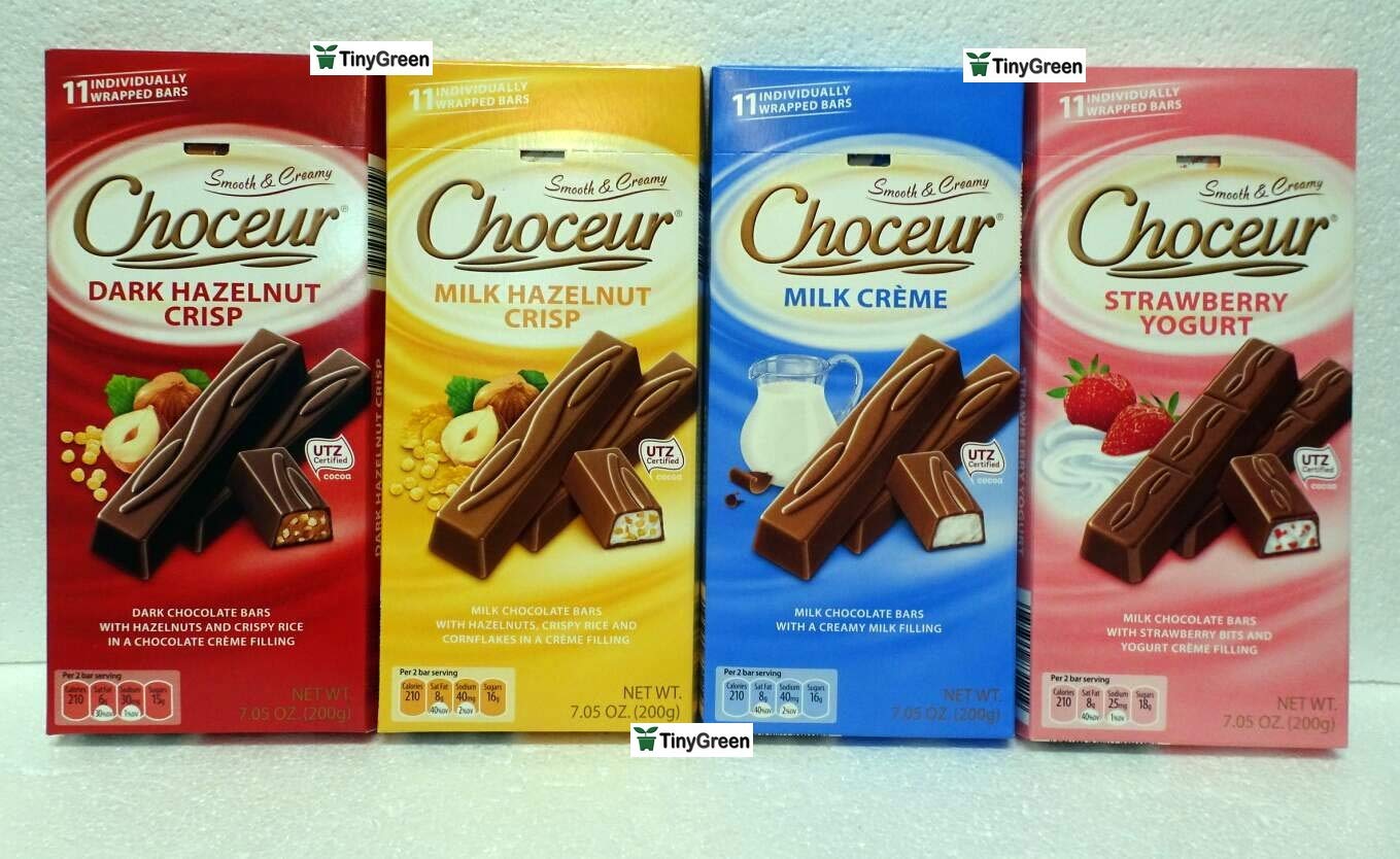 Choceur Chocolate Bar Crisp Four Flavors Combo Bundle 7.05oz 200g (Pack of Four)