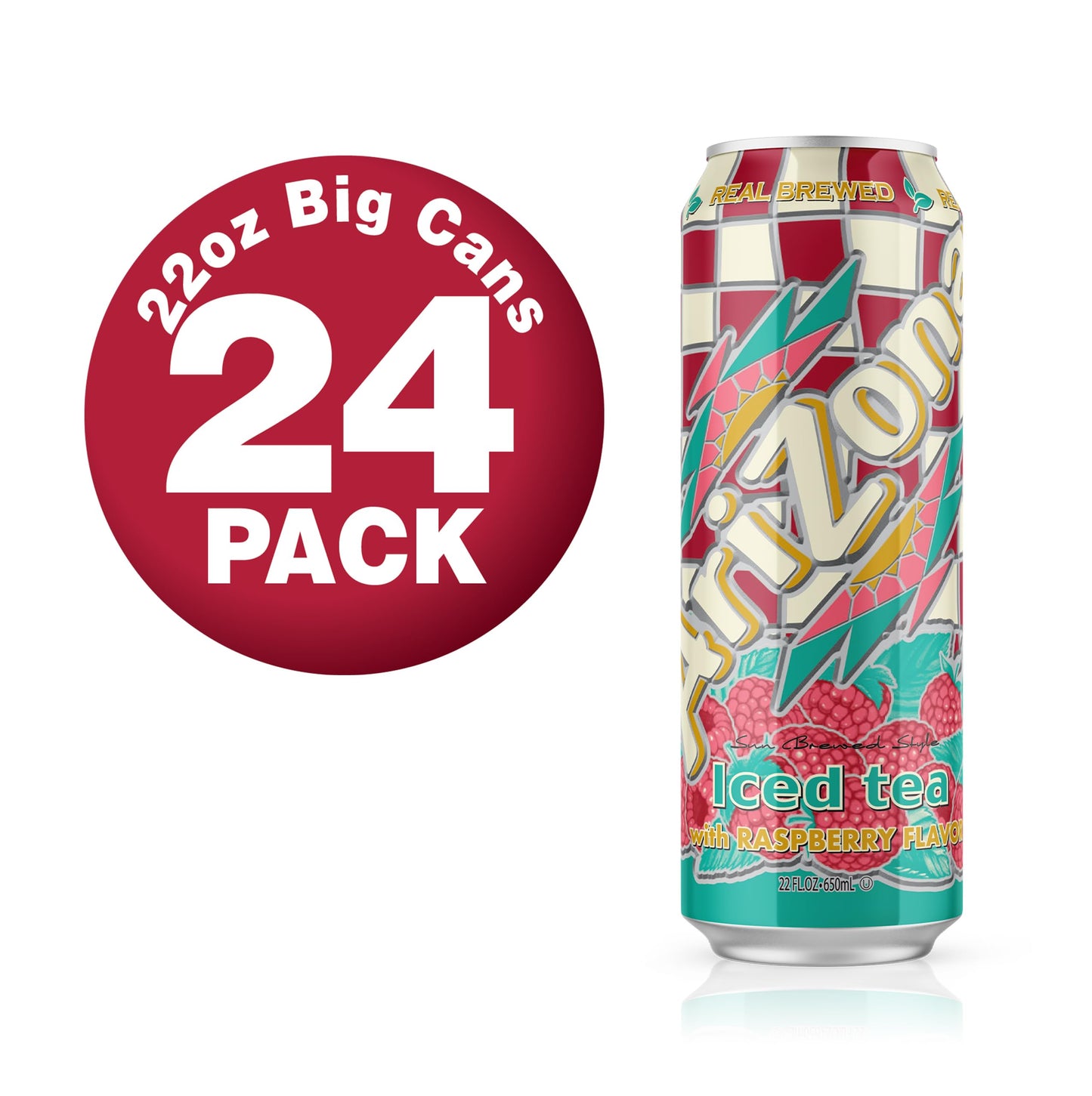AriZona Raspberry Tea - Big Can, 23 Fl Oz - Pack of 24