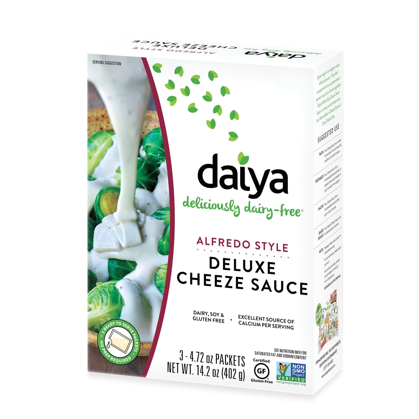 Daiya Alfredo Style Cheeze Sauce :: Creamy Veggie Fettuccine & Spaghetti Sauce :: Vegan Dairy Free Gluten Free Soy Free Rich Cheesy Flavor :: Box Contains 3 Packets (2 Servings Each) (Pack Of 1)