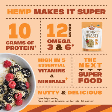 Manitoba Harvest Hemp Seeds, 10g Plant Based Protein and 12g Omega 3 & 6 per Serving | For smoothies, yogurt & salad | Non-GMO,