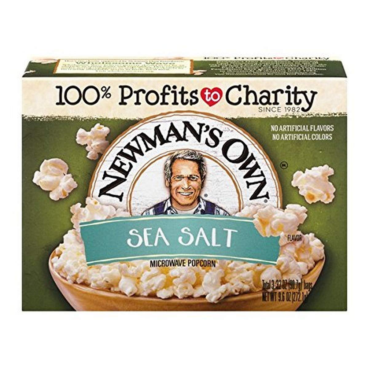 Newmans Own Sea Salt Popcorn, 3.2 Oz, 3 Ct