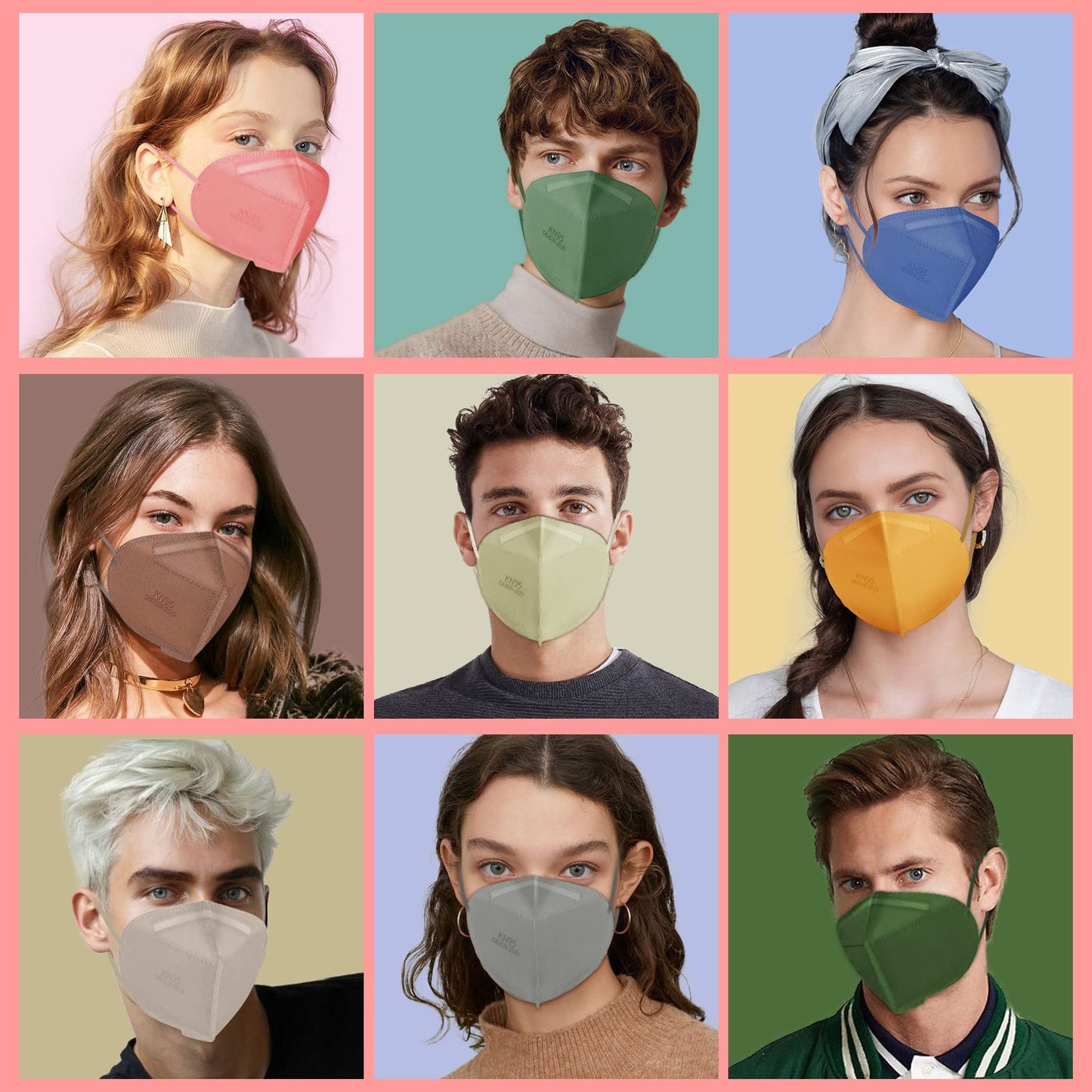XDX KN95 Face Masks, 60 Individually Wrapped Pink Masks, 5-Layer Dusty Rose, =95% Filter Efficiency, Disposable for Adults