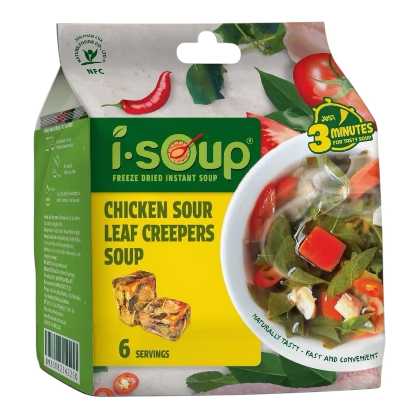 Canh Ga La Vang I-Soup Chicken Sour Leaf Creepers Soup, Freeze Dried Instant, 6 Servings, 3 Minutes Preparation