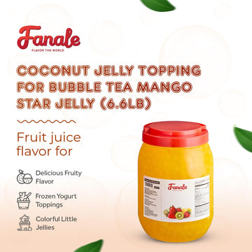Fanale Coconut Jelly Topping for Boba Tea, Ice Cream, Yogurt, Smoothie, Desserts, 6.6 lb (Pack of 4)