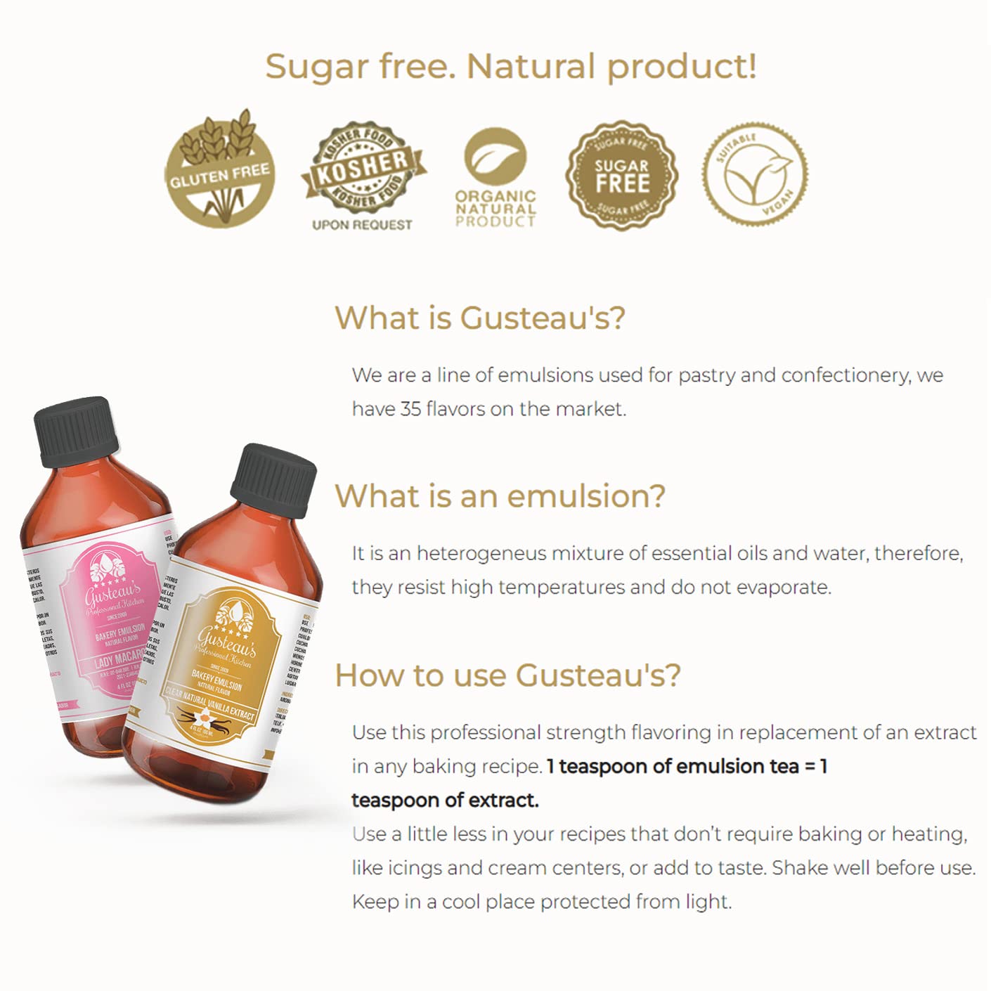 GUSTEAU’S Cinnamon Spice Emulsion, Free, Sugar Free, Kosher, 4 fl oz (100ml)