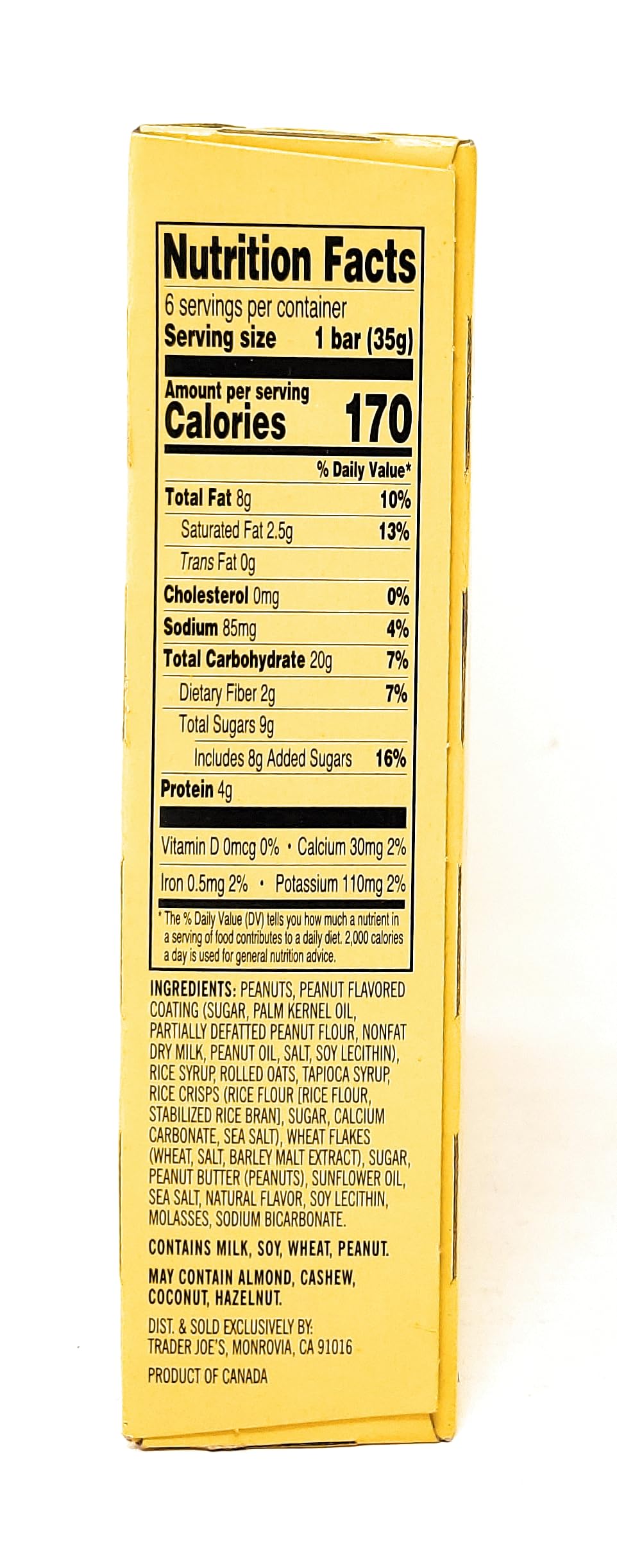 Generic Trader Joes Peanut Butter Chewy Coated & Drizzled Granola Bars (Made With Peanuts, Rolled Oats, Rice Crisps And Peanut Butter) 6-1.23 Oz (35G) Bars Net Wt.7.4 Oz (210G) - Pack Of 1