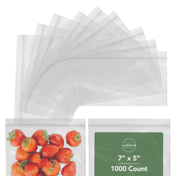 Seal Fresh Pint Zip Bags - 7X5 Inches (1000 Count), 2 Mil - Clear Plastic Reclosable Ldpe Poly Baggies With Resealable Lock Seal