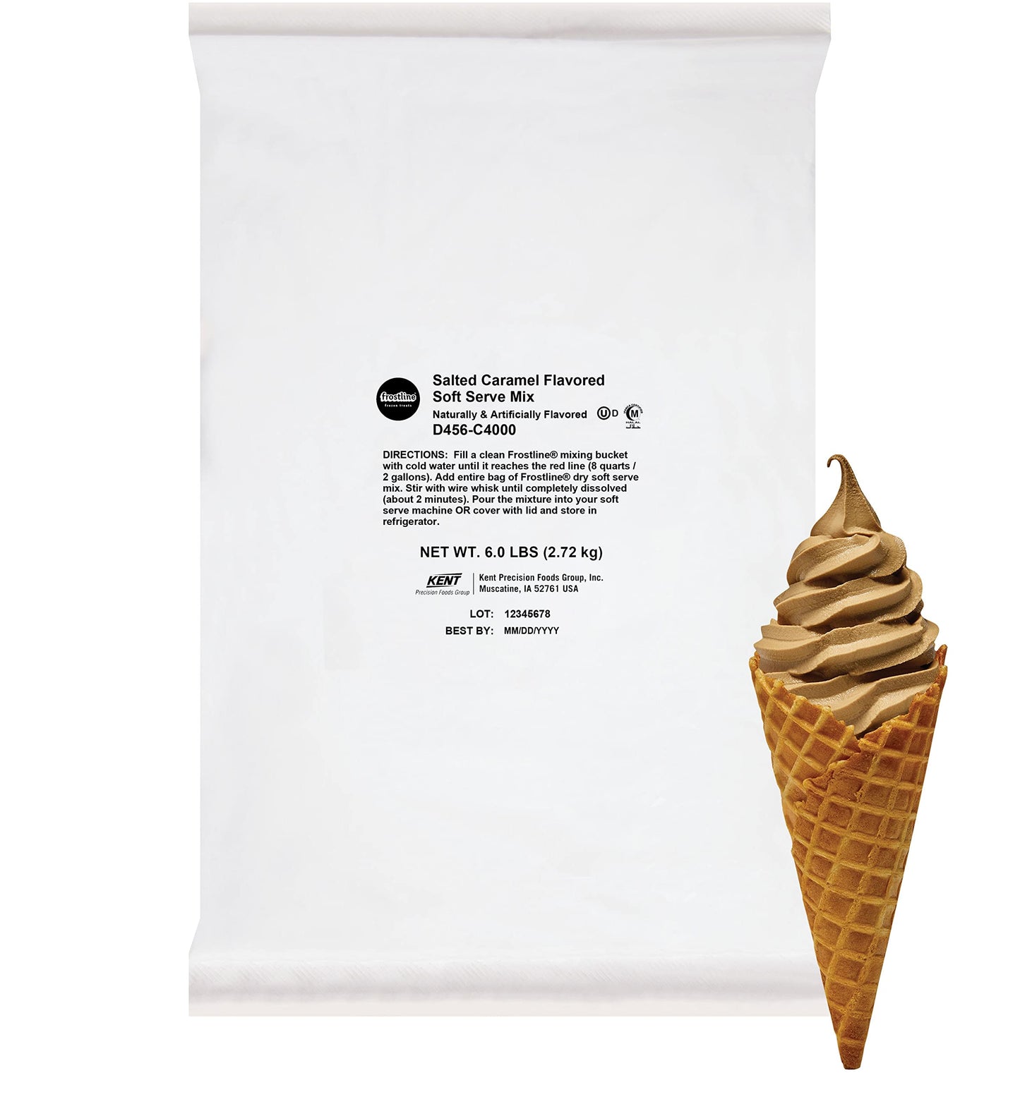 Frostline Salted Caramel Soft Serve Mix, Naturally & Artificially Flavored, 6 Pound Bag (Pack of 6)