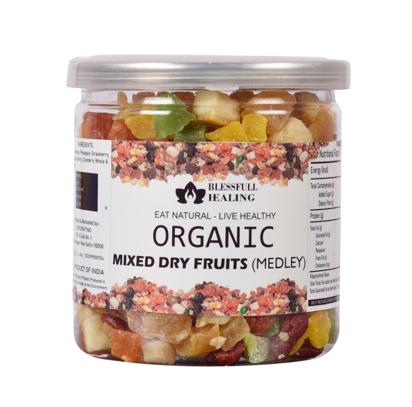 Blessfull Healing Organice Mixed Dried Fruits (Medley 1 lb (453 Gram) Airtight Container