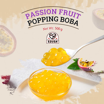 52USA Passion Fruit Popping Boba (1000g) Bursting Popping Pearls for Bubble Tea Beverages Sweets Ice Cream Shakes Desserts & Smoothies Topping 1.1 Pound (Pack of 2)