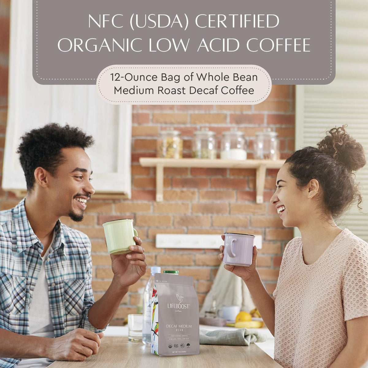 Lifeboost Coffee Medium Decaf Coffee Beans - Swiss Water Decaf Coffee - Low Acid Organic Decaf Coffee Beans - Third Party Tested