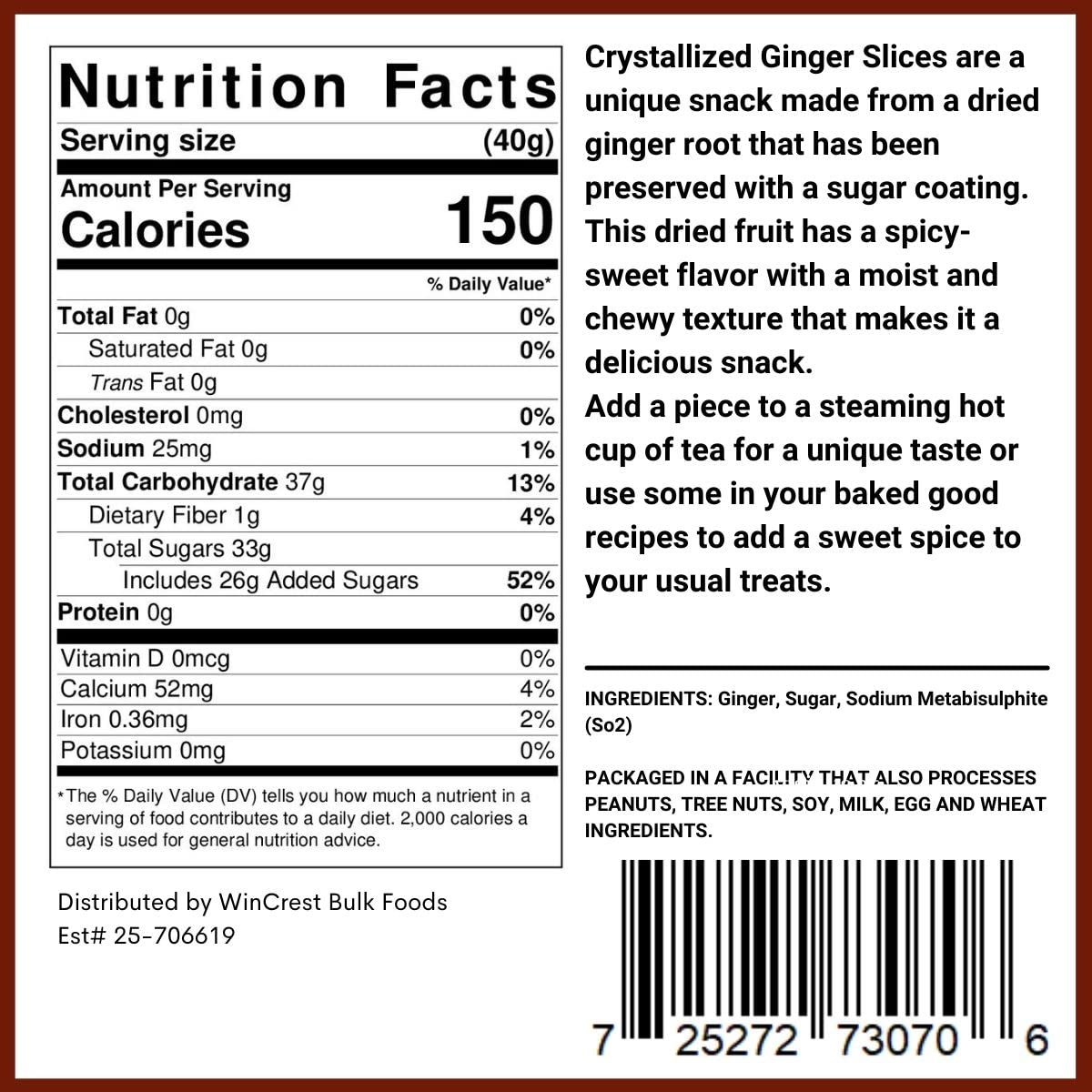 Crystallized Ginger Slices - 2 Lb Tub (Pack Of 2)
