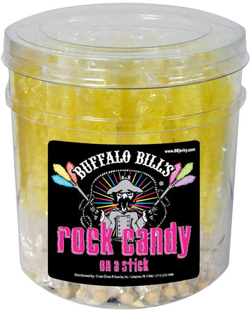 Buffalo Bills Banana (Yellow) Rock Candy On A Stick (36-Ct Tub Yellow Rock Candy Crystal Sticks)