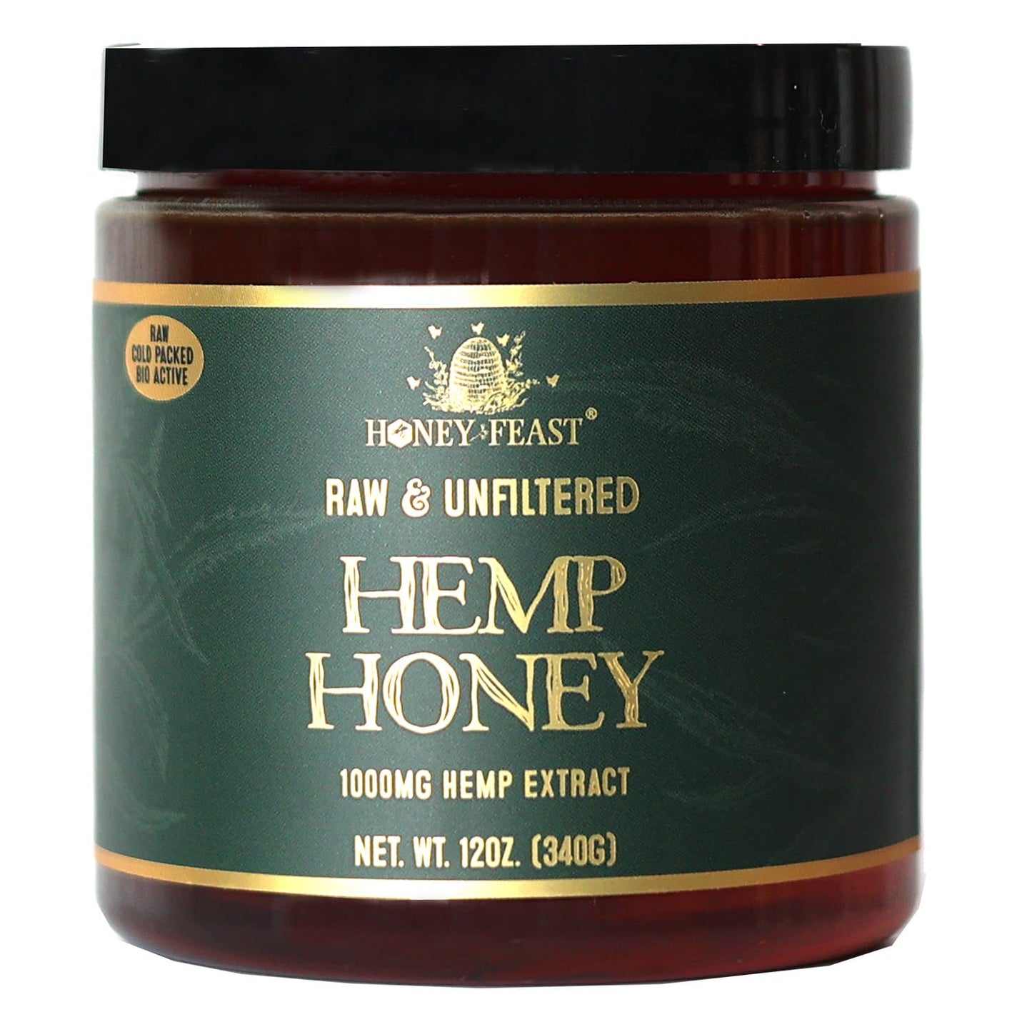 Honey Feast 12Oz Hemp Honey Concentrate 1000Mg - Raw & Natural Bio-Active Honey Infused With Hemp Crafted By Florida Beekeepers