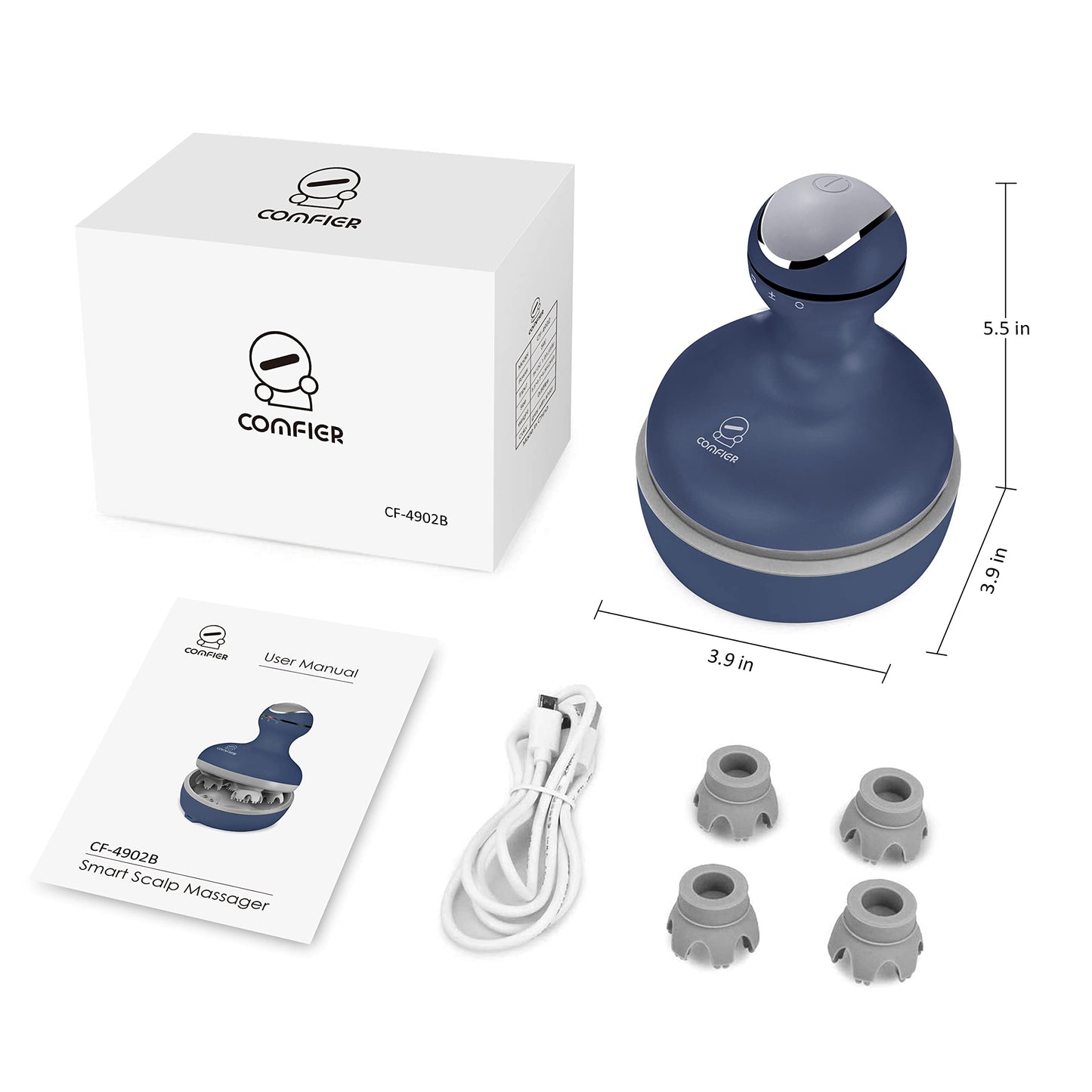 Comfier Cordless Electric Scalp Massager With Mutlti-Modes Vibration, Handheld Cat Head Massager For Pets, Portable Dog Head Mas