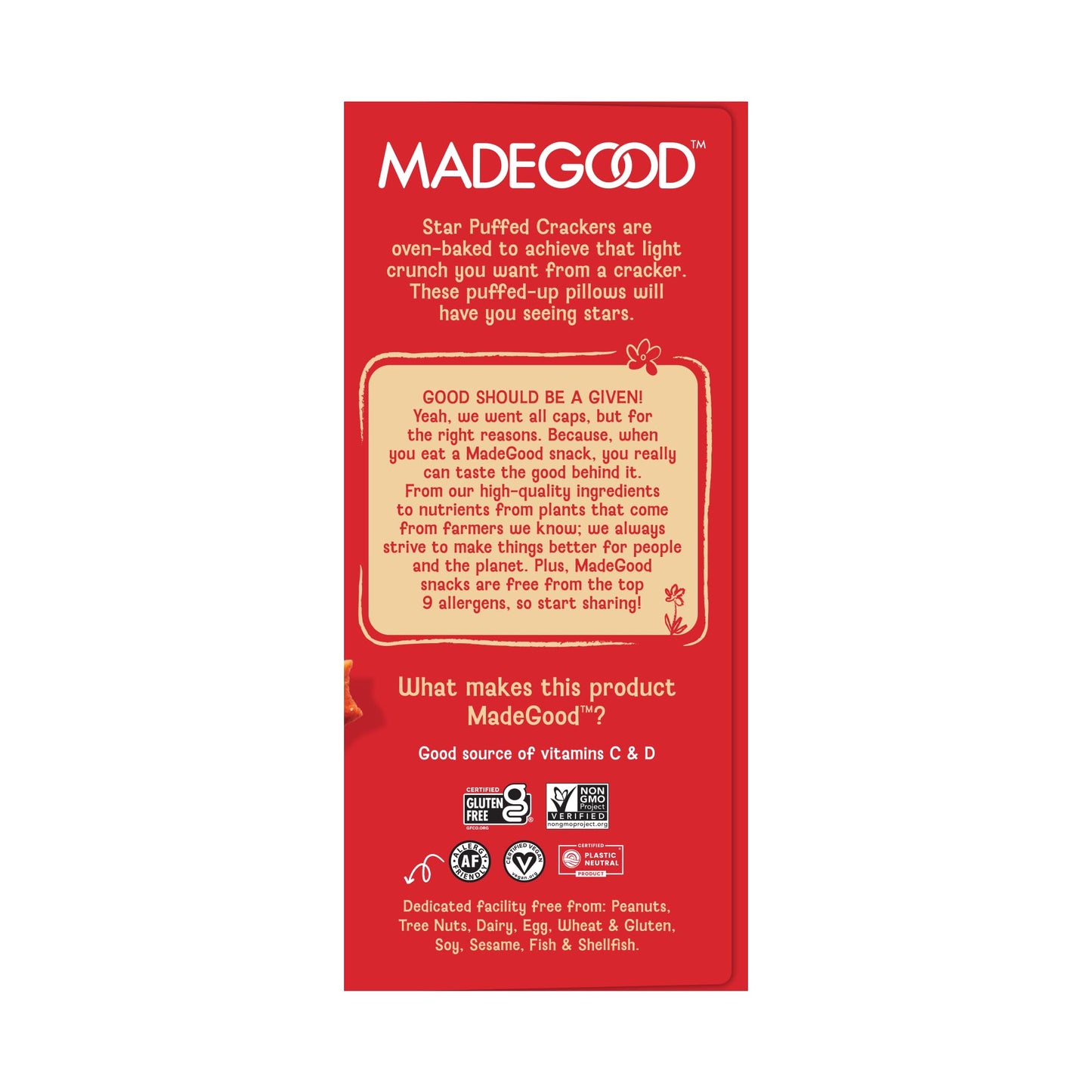 MadeGood Organic Pizza Star Puffed Crackers Multipack, 12ct x 0.7oz