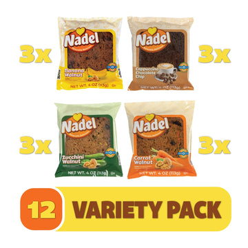 Naturally Delicious Sweet Breads Variety Pack - 12 Pack (Banana Walnut, Cappuccino Chocolate Chip, Carrot Walnut, Zucchini Walnut)