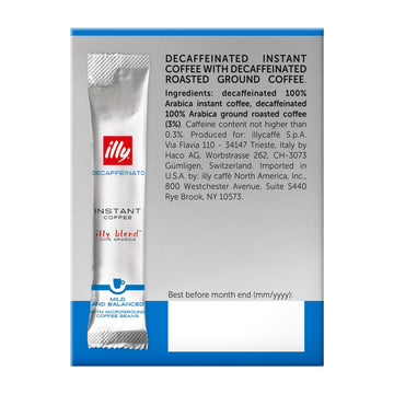 Illy Instant Coffee Singles, Classico Decaf Medium Roast, Caramel & Orange Blossom Notes, 40 Single-Serve Packets (2G Each) - Pr