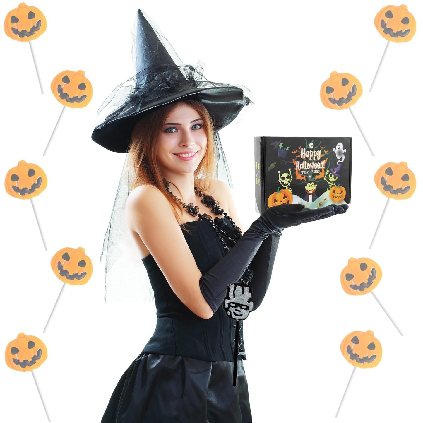 Fruidles Halloween Pumpkin Lollipop Candy, Individually Wrapped, 144-Pack