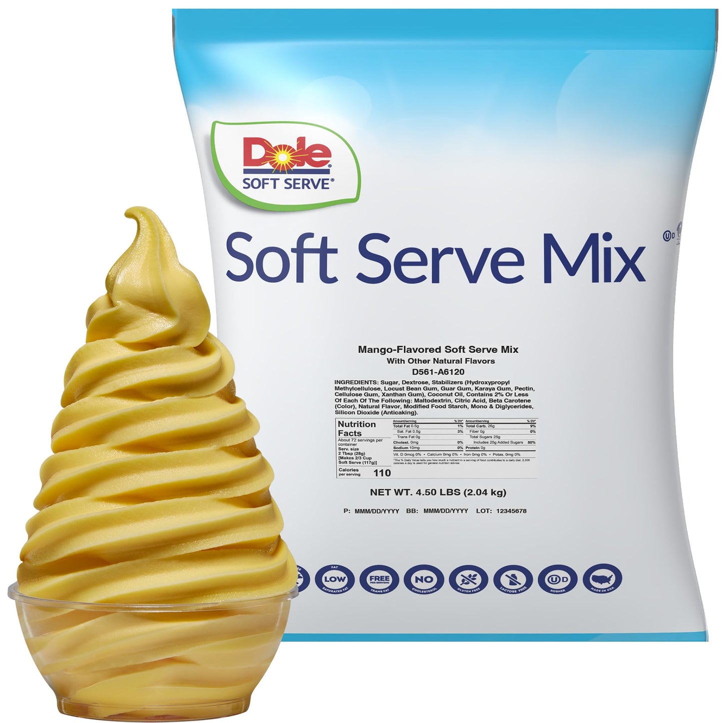 Dole Soft Serve Mix, Orange, 4.4lb (Pack of 4)