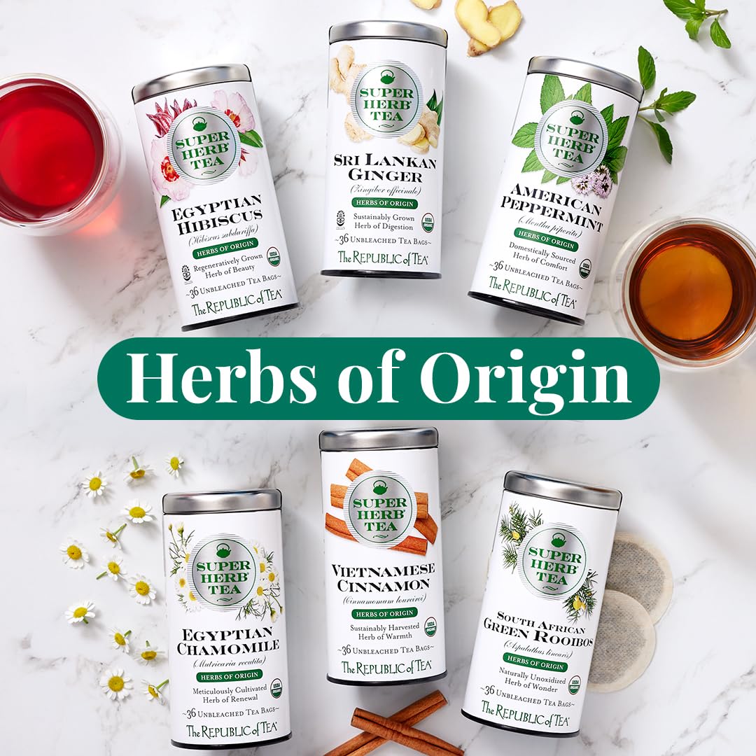The Republic of Tea Organic Egyptian Hibiscus Herbal Tea, 36 Count, Naturally Caffeine-Free, Tea Bags