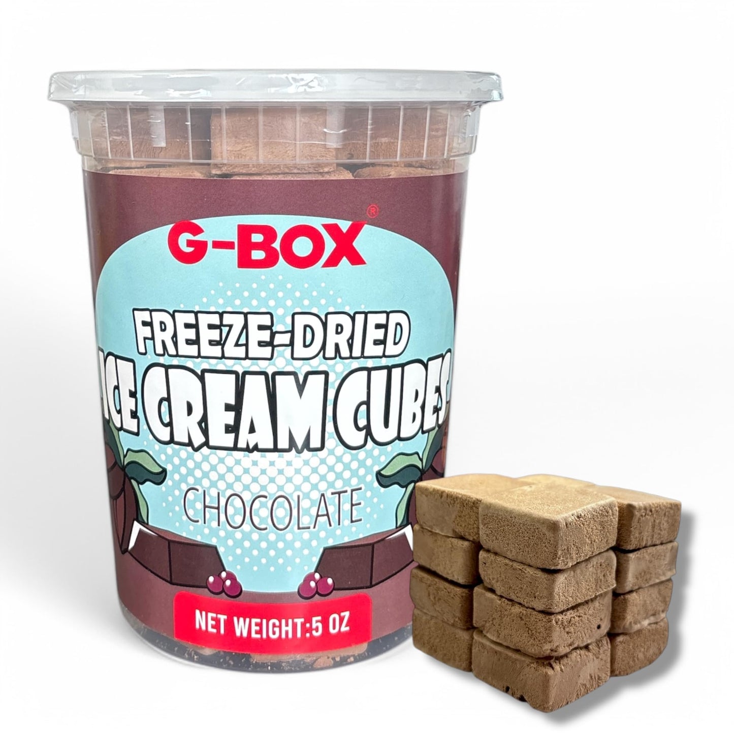 G-BOX Freeze Dried Ice Cream Cubes, Chocolate Flavor, 5 oz| Freeze Dried Camping Food, NASA Space Dessert, Halloween Candy, Perf
