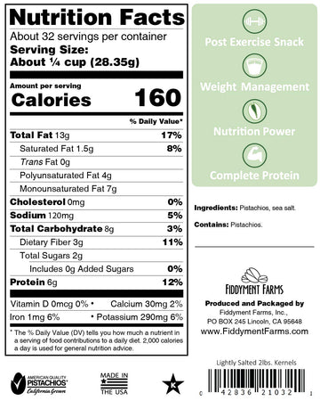Fiddyment Farms 2lb Lightly Salted Pistachio Kernels