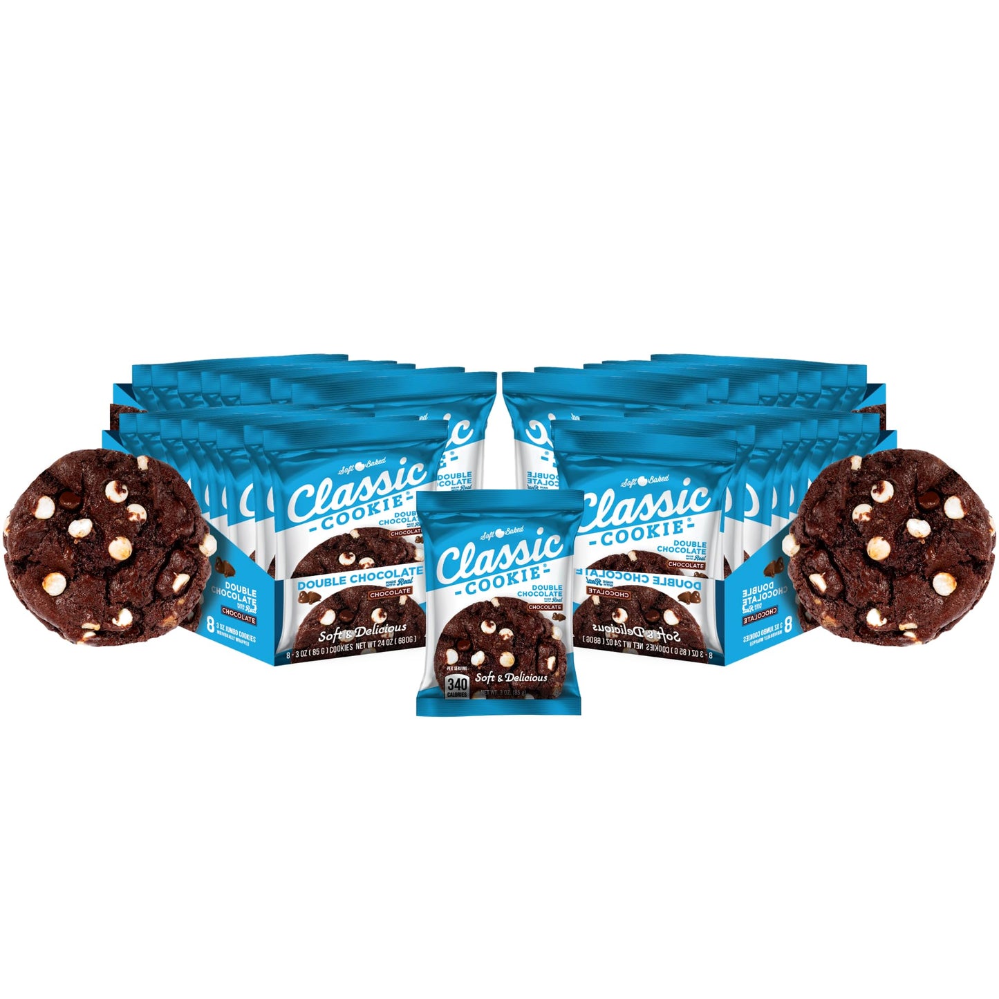 Classic Cookie Soft Baked Double Chocolate Cookies 4 Boxes 32 Individually Wrapped Cookies
