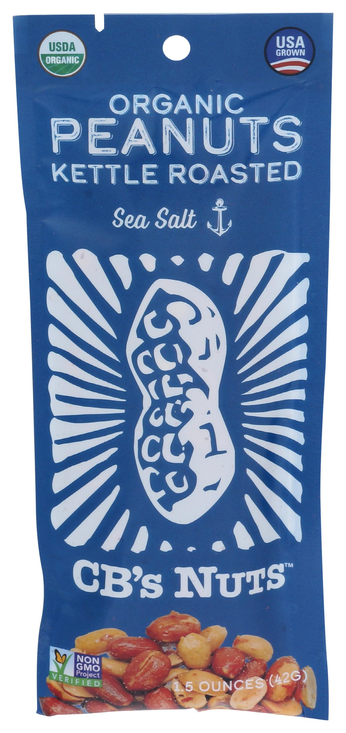 CBS NUTS Organic Sea Salt Kettle Roasted Peanuts, 1.5 OZ