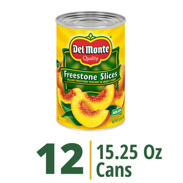 Del Monte Canned Sliced Freestone Peaches in Heavy Syrup 15.25 oz Can (Pack of 12)
