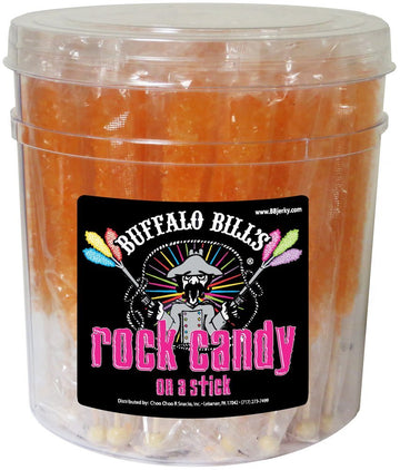 Buffalo Bills Orange Rock Candy On A Stick (36-Ct Tub Orange Colored Rock Candy Crystal Sticks)