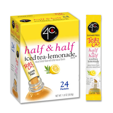 4C Powder Drink Mix Packets, Half & Half 6 Pack, 24 Count, Singles Stix On The Go, Refreshing Sugar Free Water Flavorings