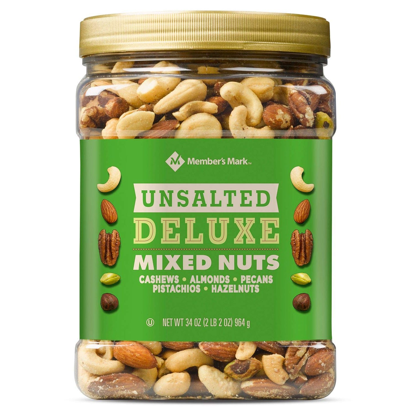Member's Mark Unsalted Deluxe Mixed Nuts (34 Ounce)(Pack of 3)
