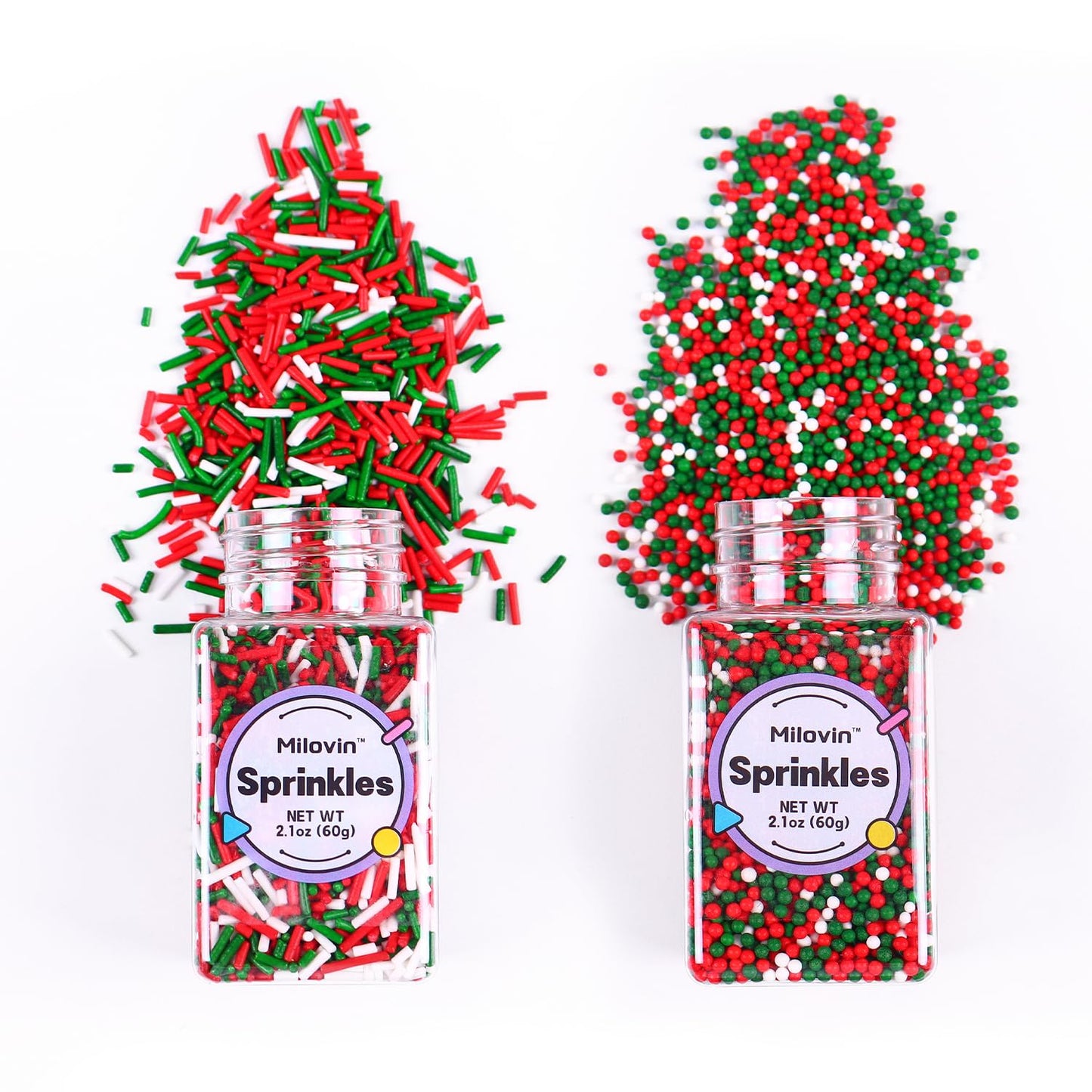 Edible Christmas Sprinkles for Baking, Christmas Jimmies Sprinkle, Nonpareils Sprinkle, Red and Green Sprinkles for Cookies, Cup