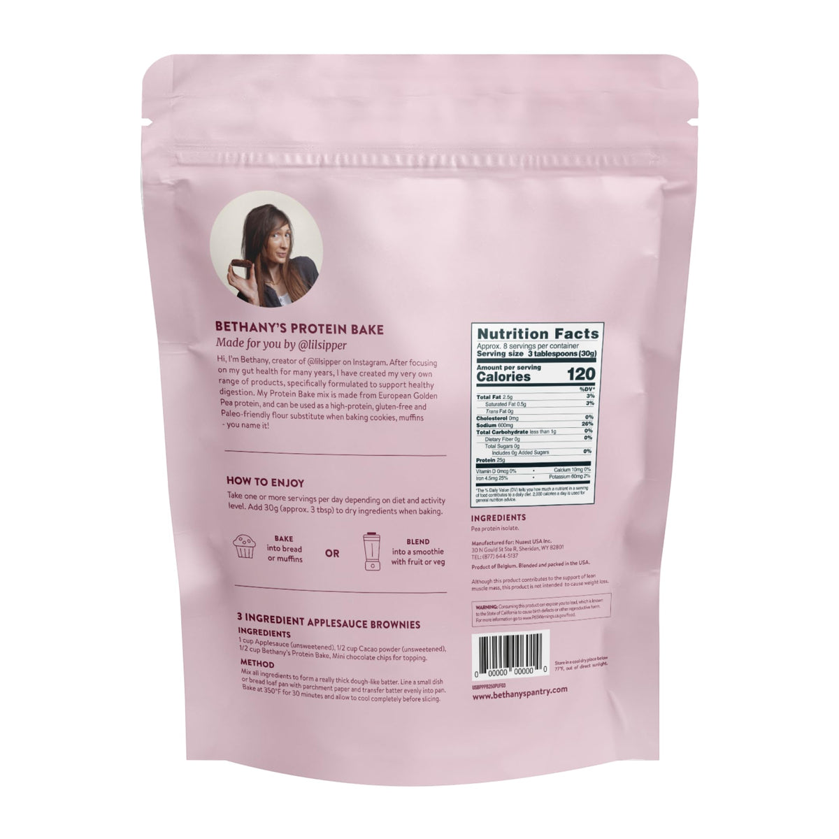 Nuzest Bethanys Pantry Plant Protein Bake Powder Flour Substitute for Baking 8.8 oz / 250 g