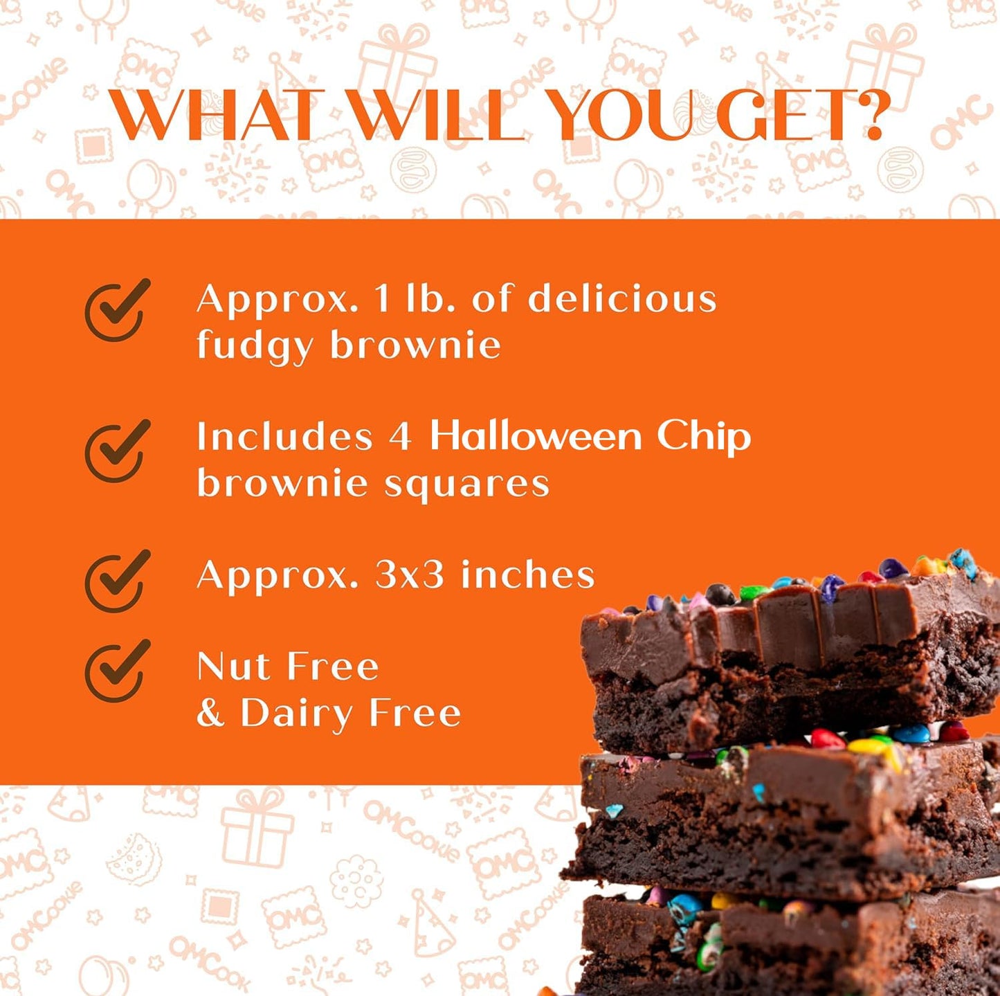 Happy Halloween Cookies Brownies Gift Basket Chocolate Fudge Brownie Cake Gift For Men Women Package | Nut Free Dairy Free