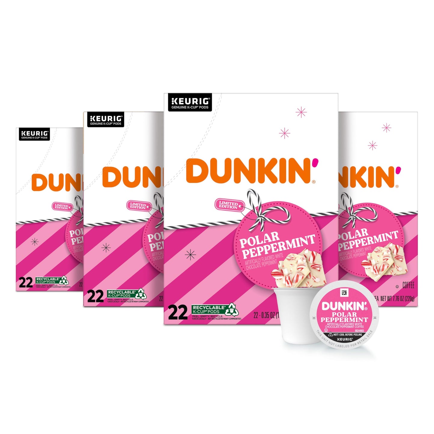 Dunkin Polar Peppermint Flavored Coffee 88 Keurig K-Cup Pods