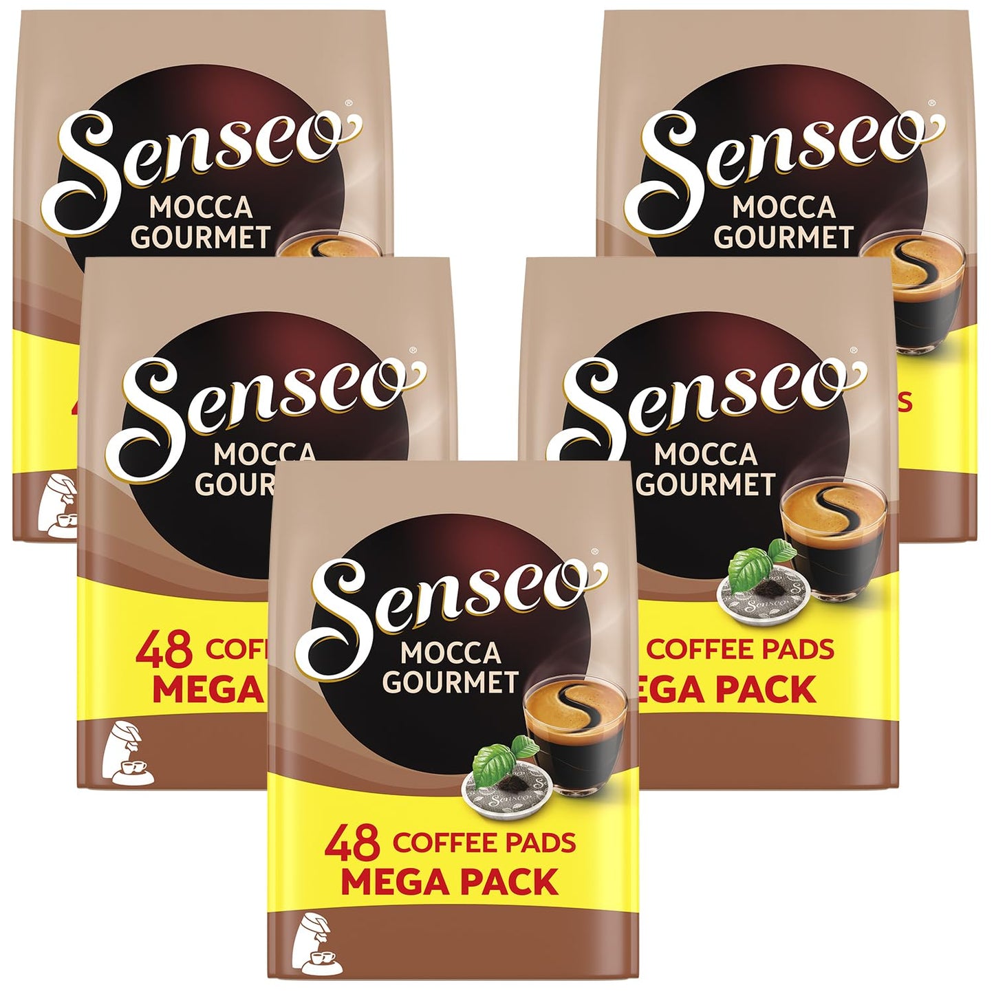 Senseo Mocca Medium Roast Coffee Pods - 240 Count (5 Packs) - Rich & Smooth Mocha Flavor - Single-Serve Coffee Pads Compatible With Senseo Machines - Imported From The Netherlands - Bulk Value Pack