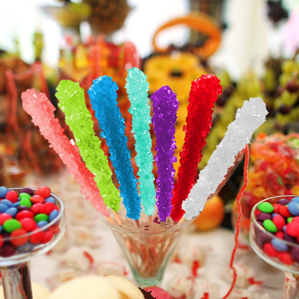Espeez Extra Large Rock Candy Sticks - 48 Count Watermelon Lollipops - Individually Wrapped - Light Green