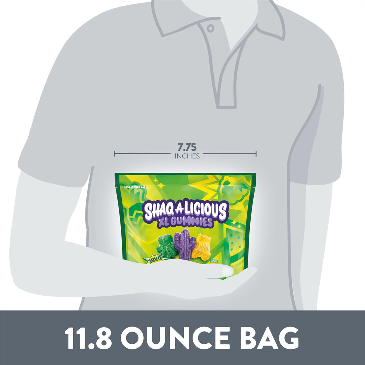 SHAQ-A-LICIOUS XL GUMMIES Sour Chewy, Candy Bag, 11.8 oz (Pack of 2)